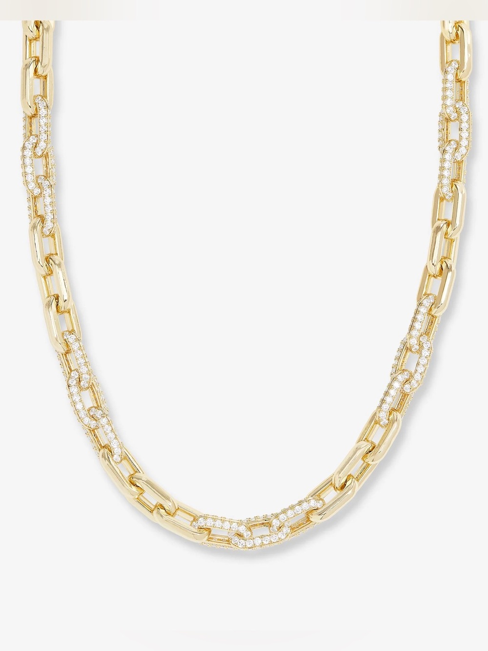 Melinda Maria Gold Pave Link Necklace with Crystal Accents